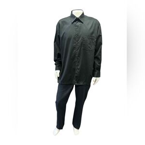 Oscar De La Renta Black Button Down Longsleeve Size 17 1/2 (34/35”)